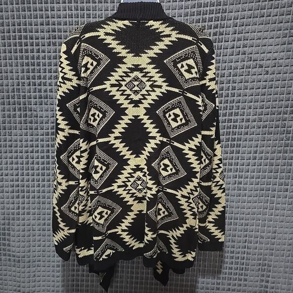HarveBenard Soft Oversized Sweater Cardigan SzLg Open Wrap Aztec Cozy Boho Chic - Picture 8 of 13